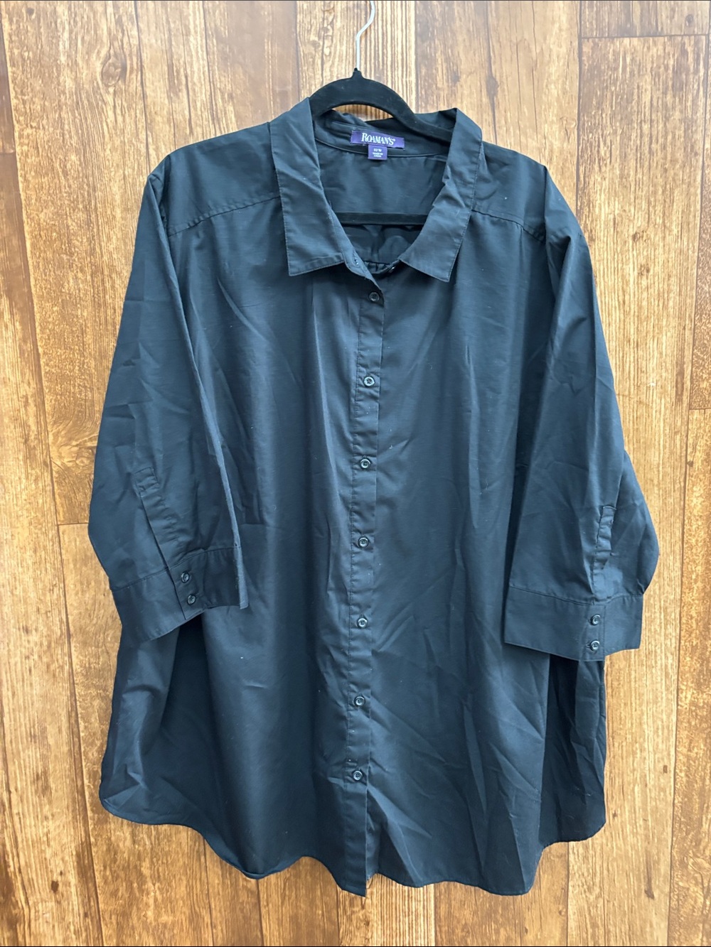 Roaman's Black Oversized Button-Down Shirt